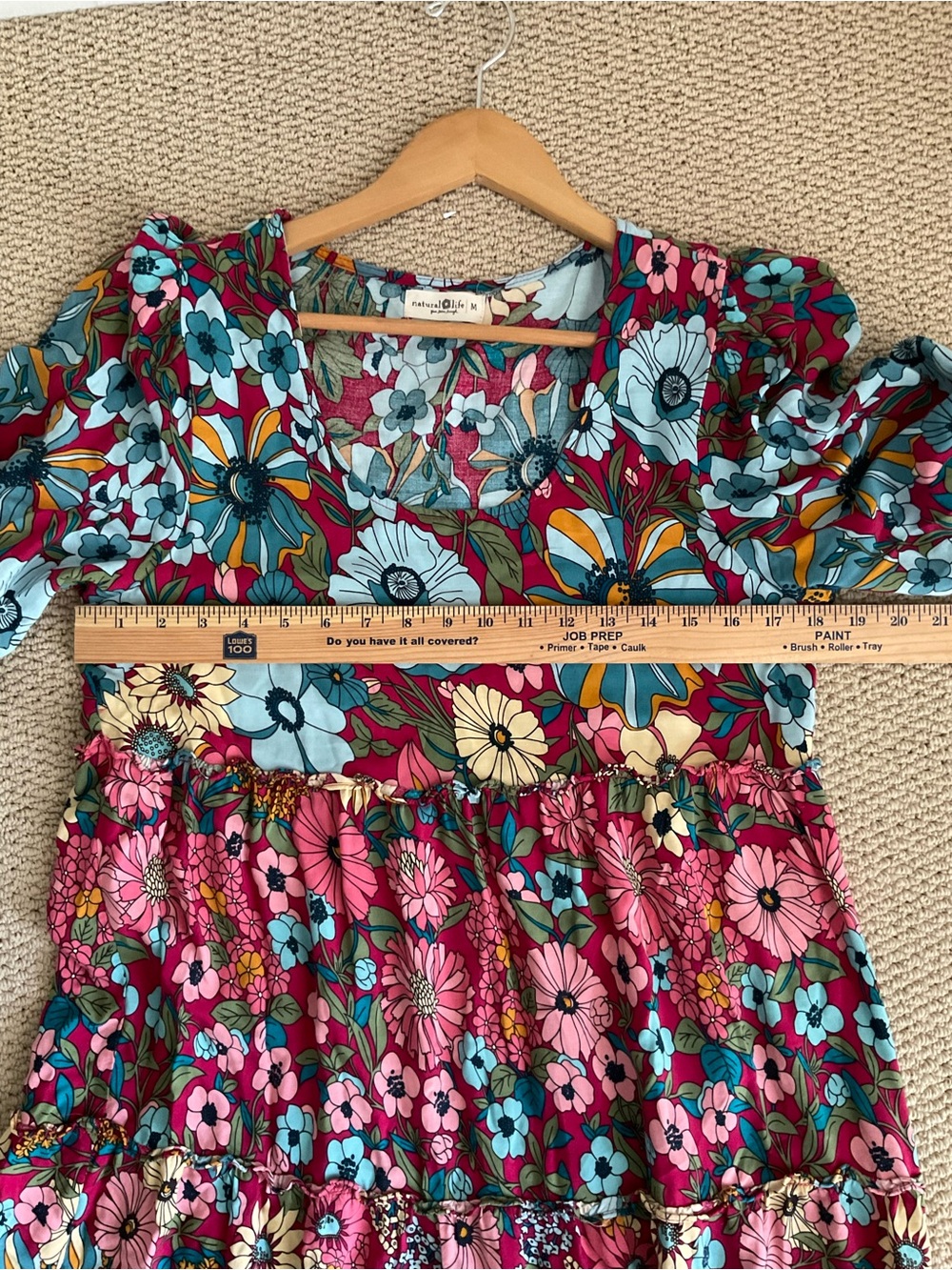Natural Life Collette Maxi Floral Dress Tier Blue Red Boho Cottagecore Flowy - Picture 4 of 9